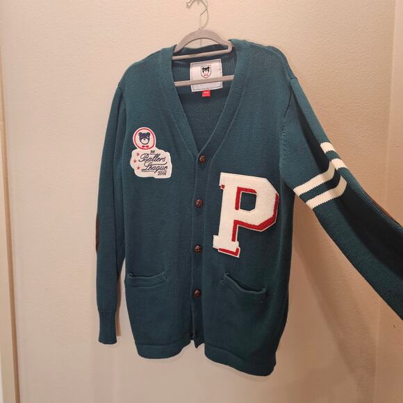 Baller's League Varsity Cardigan Sweater Size Medium - Picture 2 of 8
